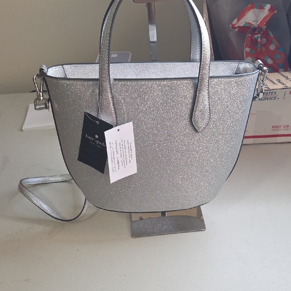 Kate Spade Silver Glitter Tote Bag - Picture 3 of 7
